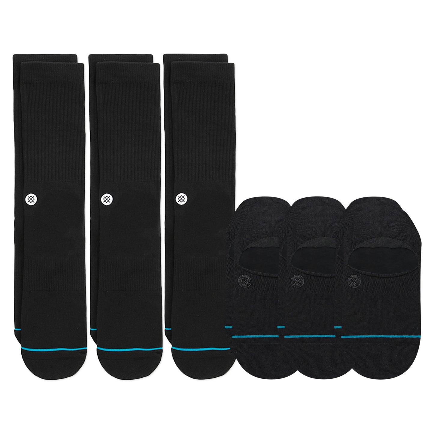 Stance Icon Mixed Socks [6 Pack] (Large, Black)