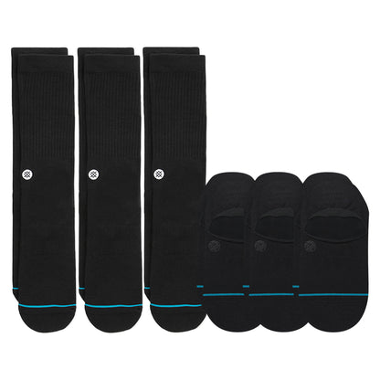 Stance Icon Mixed Socks [6 Pack] (Large, Black)