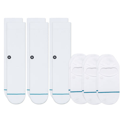 Stance Icon Mixed Socks [6 Pack] (Large, White)