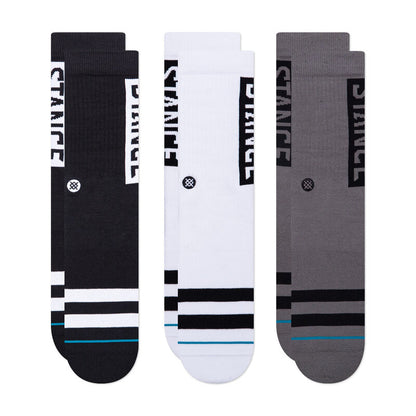 Stance Crew The OG Socks [3 Pack] (Medium, Black/White)