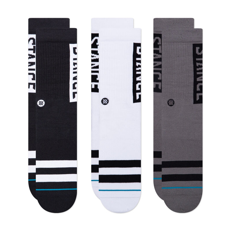 Stance Crew The OG Socks [3 Pack] (Medium, Black/White)