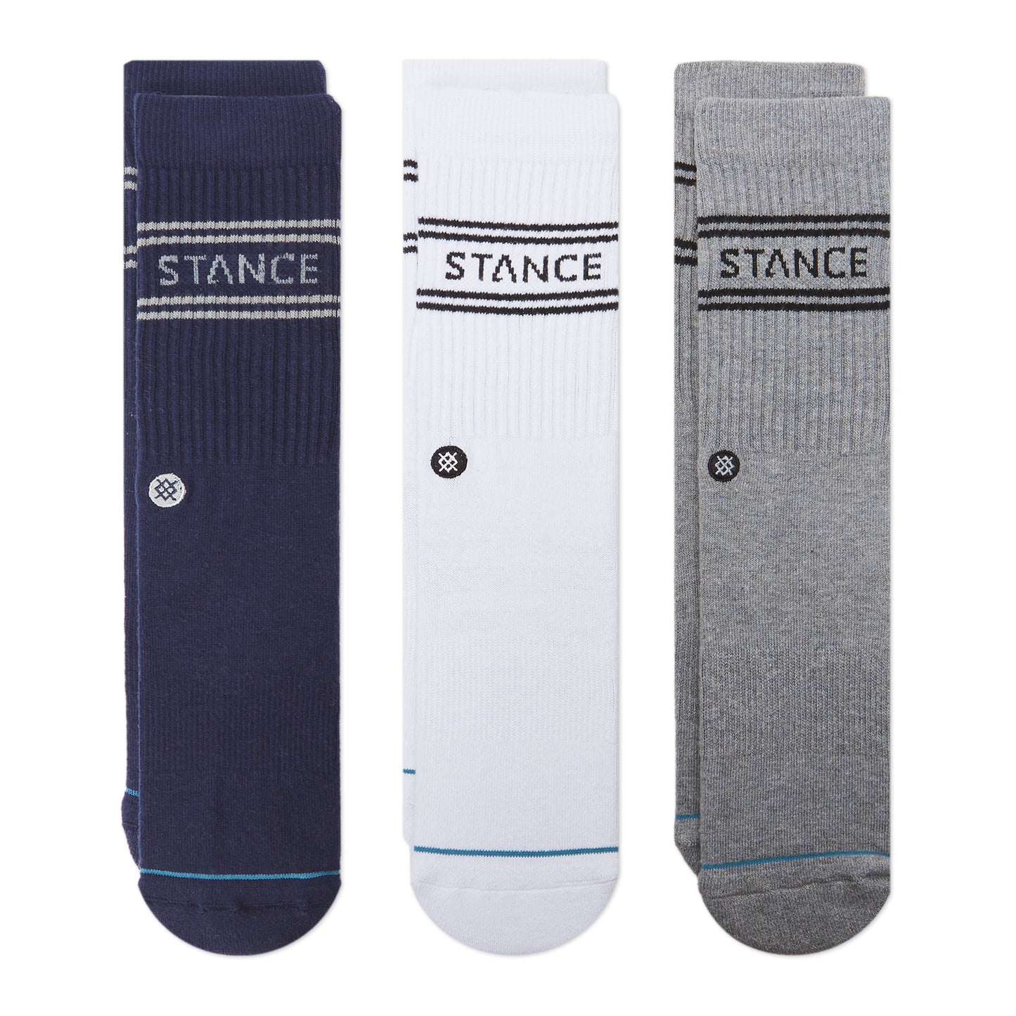 Stance Basic 3 Pack Crew Socks (Medium, Navy)