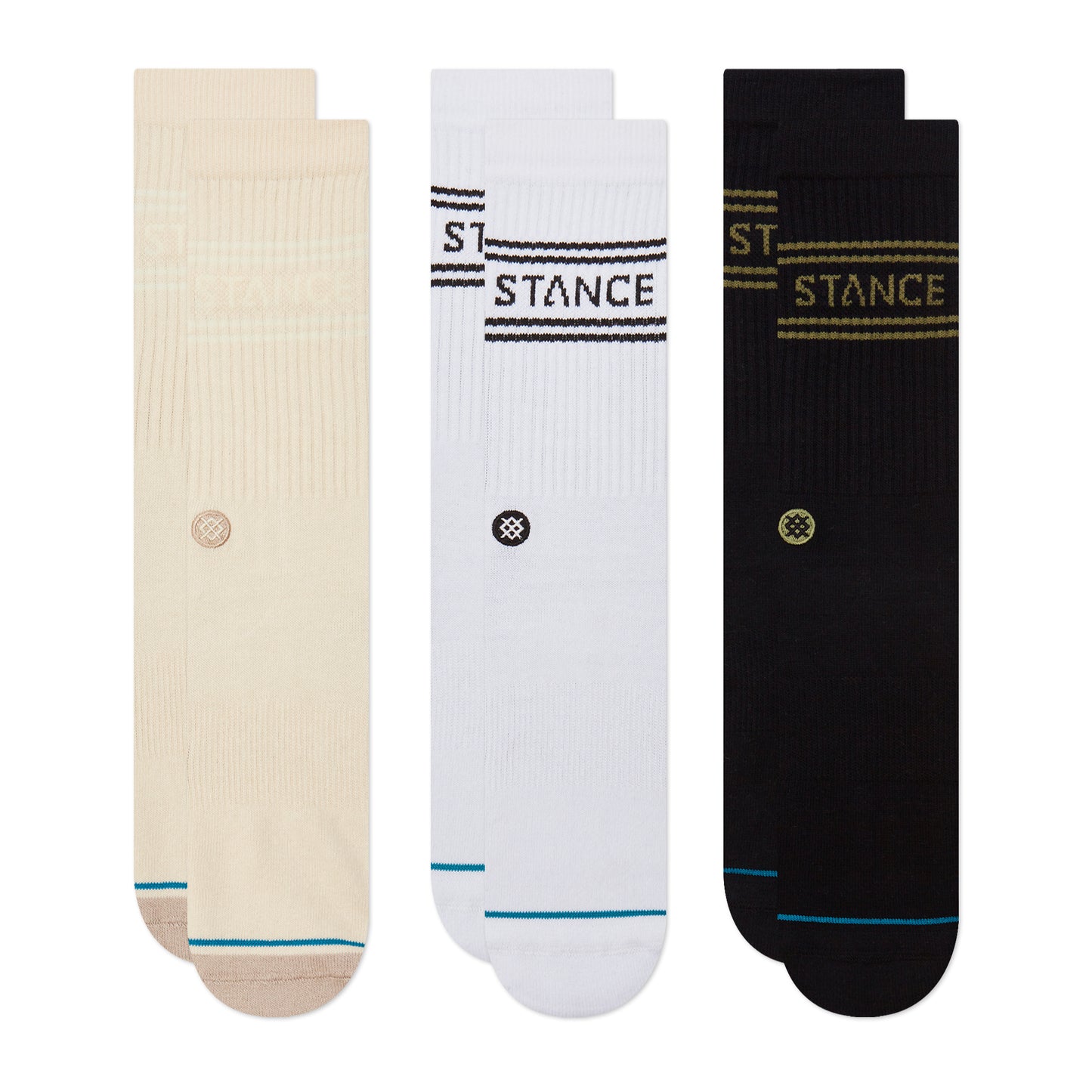 Stance Basic 3 Pack Crew (Medium,Oatmeal)