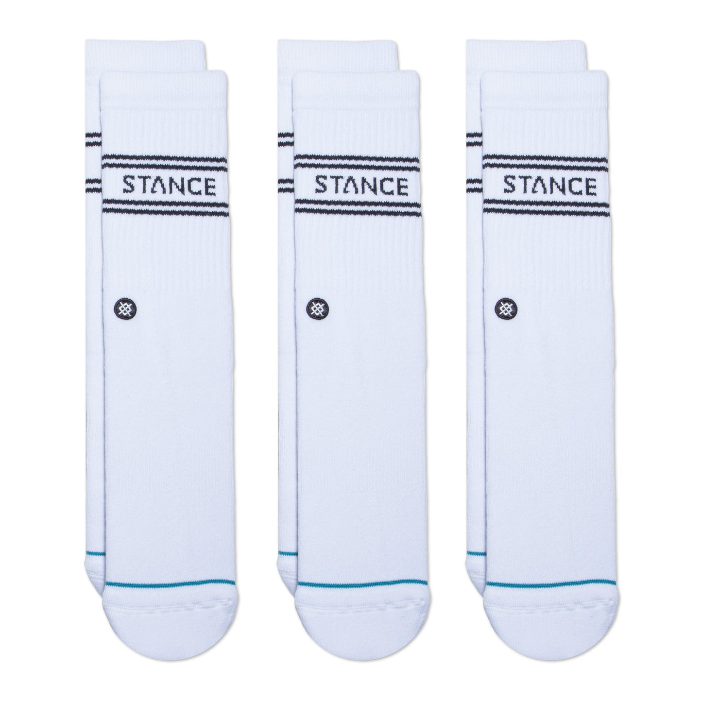 Stance Basic Crew Socks [3 Pack] (Small, White)