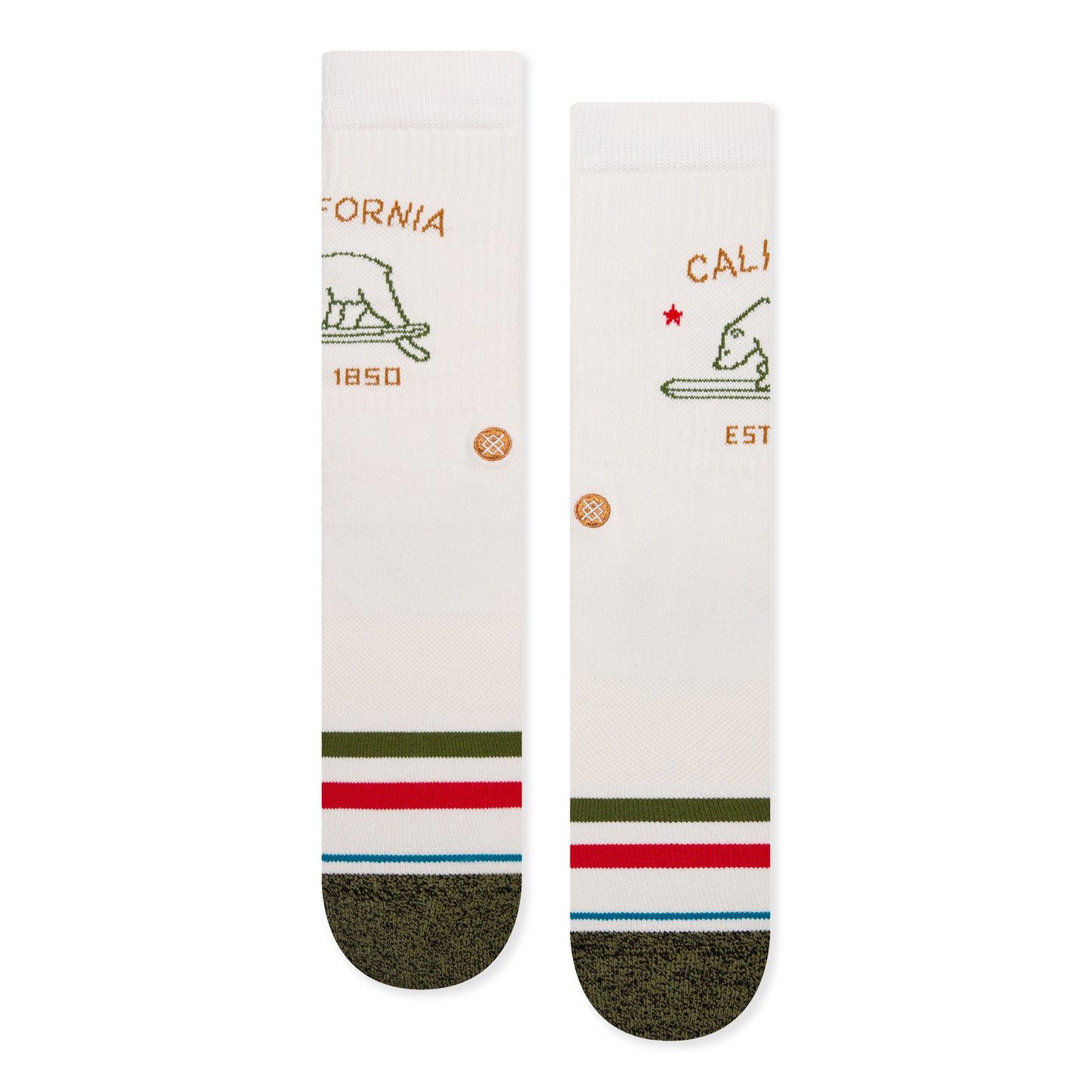 Stance Crew California Republic 2 Socks (Medium, Off White)