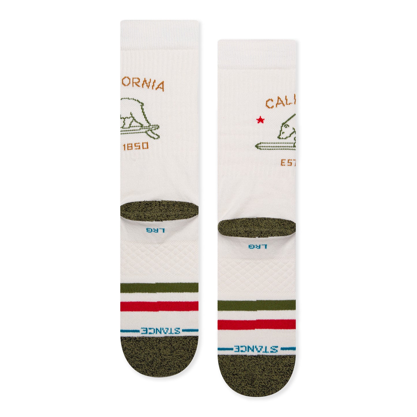 Stance Crew California Republic 2 Socks (Large, Off White)