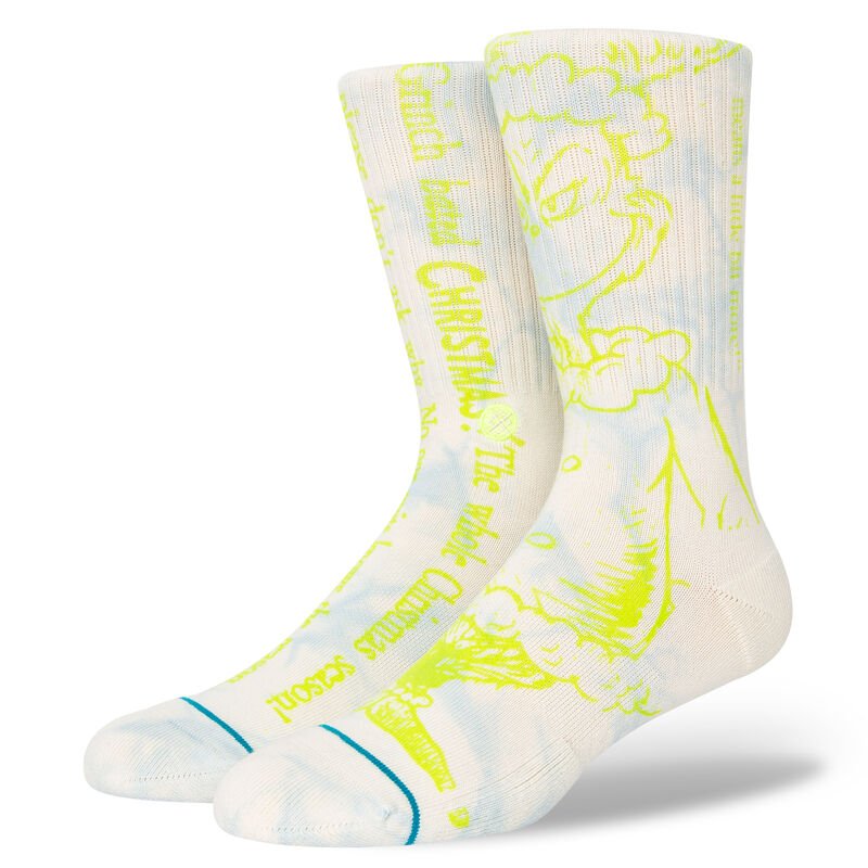 Stance Merry Grinchmas Crew Socks (Medium, Offwhite)