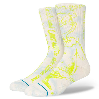 Stance Merry Grinchmas Crew Socks (Medium, Offwhite)