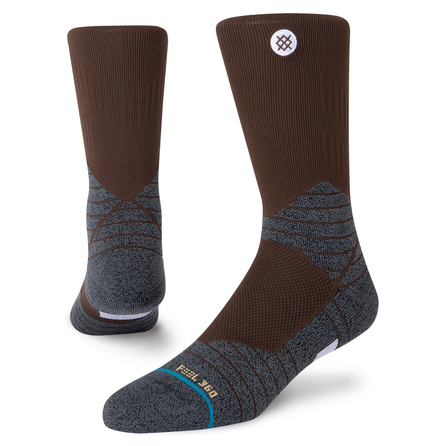 Stance Icon Sport Crew Socks (Large, Brown)