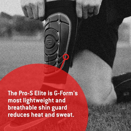 G-Form Pro-S Elite Soccer Shin Guards - Soccer Pads for Adults - Athletic Gear - Black/Red, Large