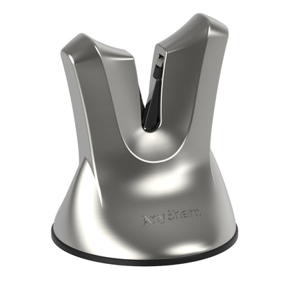 AnySharp XBlade Professional Knife Sharpener with PowerGrip - Hands-Free and Secure - Satin Silver