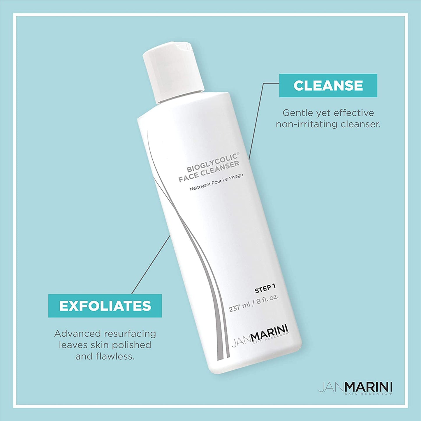 Jan Marini Bioglycolic Facial Cleanser, Pink, 237 ml (Pack of 1)