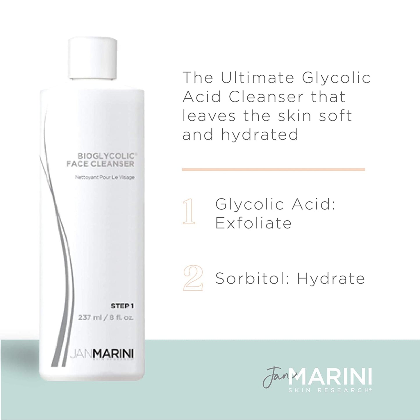 Jan Marini Bioglycolic Facial Cleanser, Pink, 237 ml (Pack of 1)