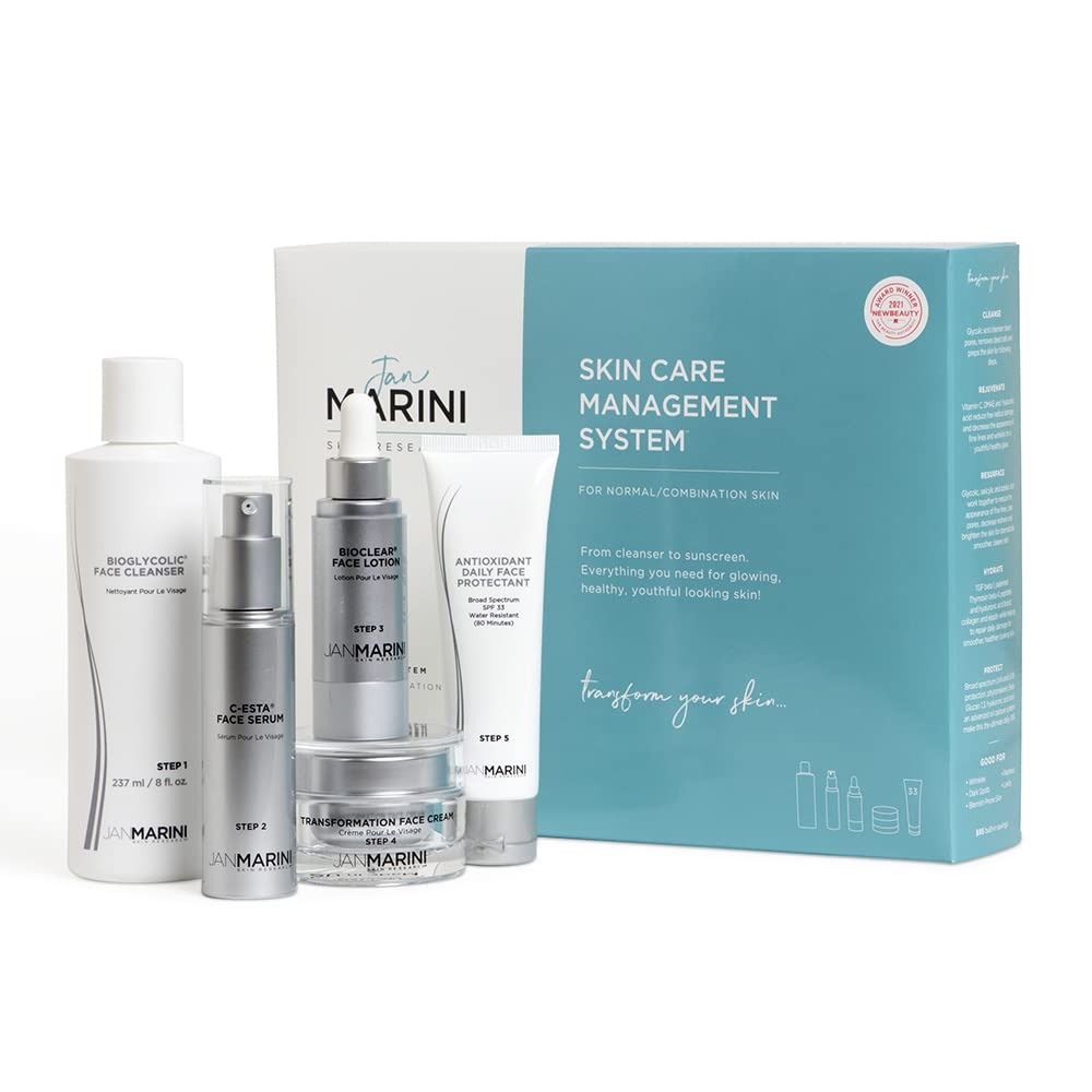 Jan Marini - Skin Care Management System: Bioglycolic Facial Cleanser, C-esta Serum, Retinol Plus Lotion, Age Intervention Peptide Extreme & Antioxidant Daily Face Protectant - Skin Care Regime