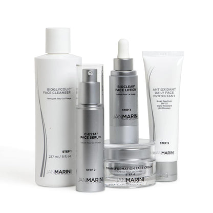 Jan Marini - Skin Care Management System: Bioglycolic Facial Cleanser, C-esta Serum, Retinol Plus Lotion, Age Intervention Peptide Extreme & Antioxidant Daily Face Protectant - Skin Care Regime