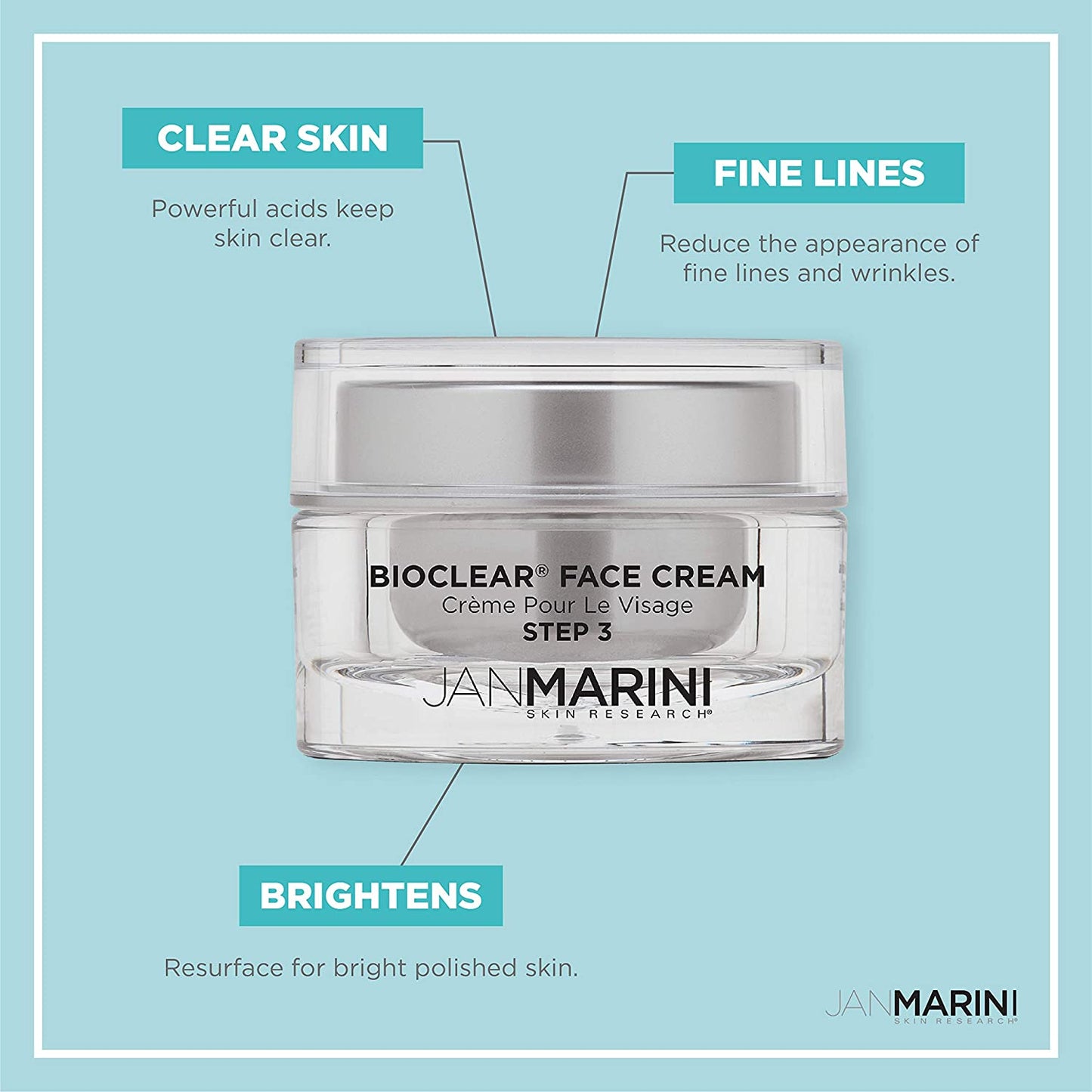 Jan Marini Skin Research Bioclear Face Cream | Glycolic, Salicylic & Azelaic Acid Solution - 1 Oz