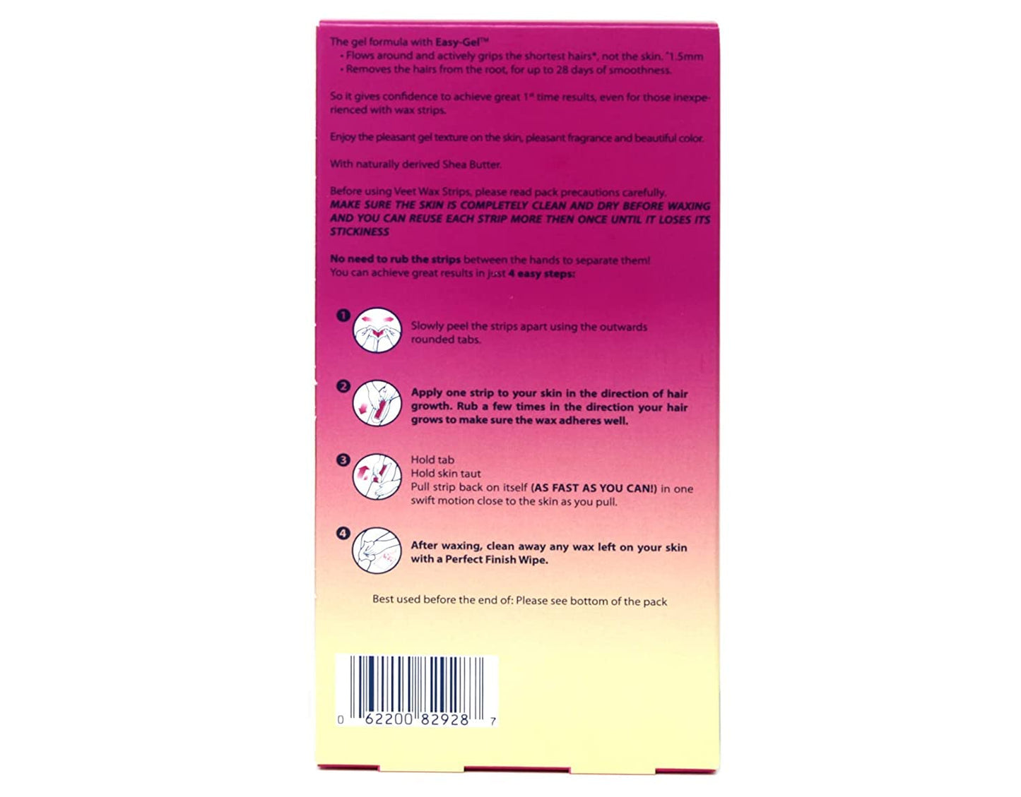 Veet Leg and Body Wax Strip Kit, 40 Wax Strips and 4 Wipes each (Value Pack of 12)