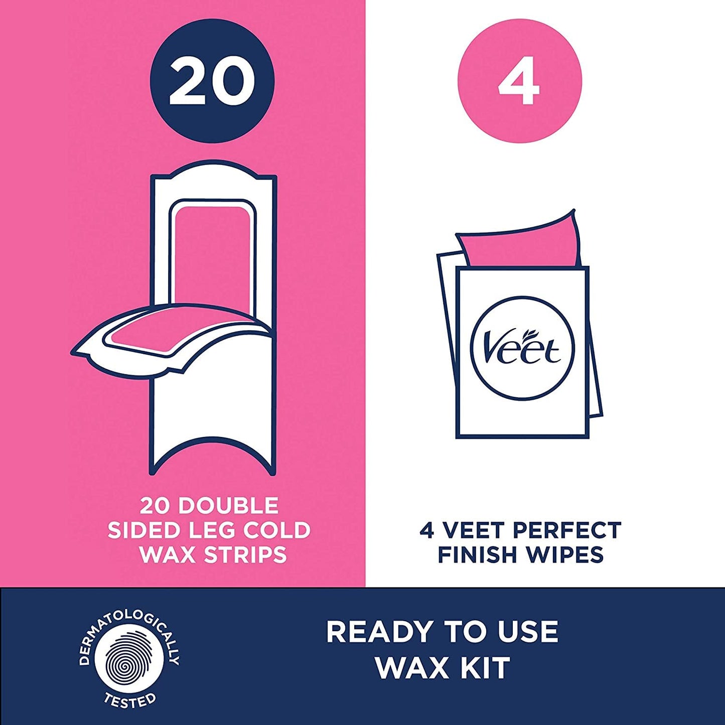Veet Leg and Body Wax Strip Kit, 40 Wax Strips and 4 Wipes each (Value Pack of 12)