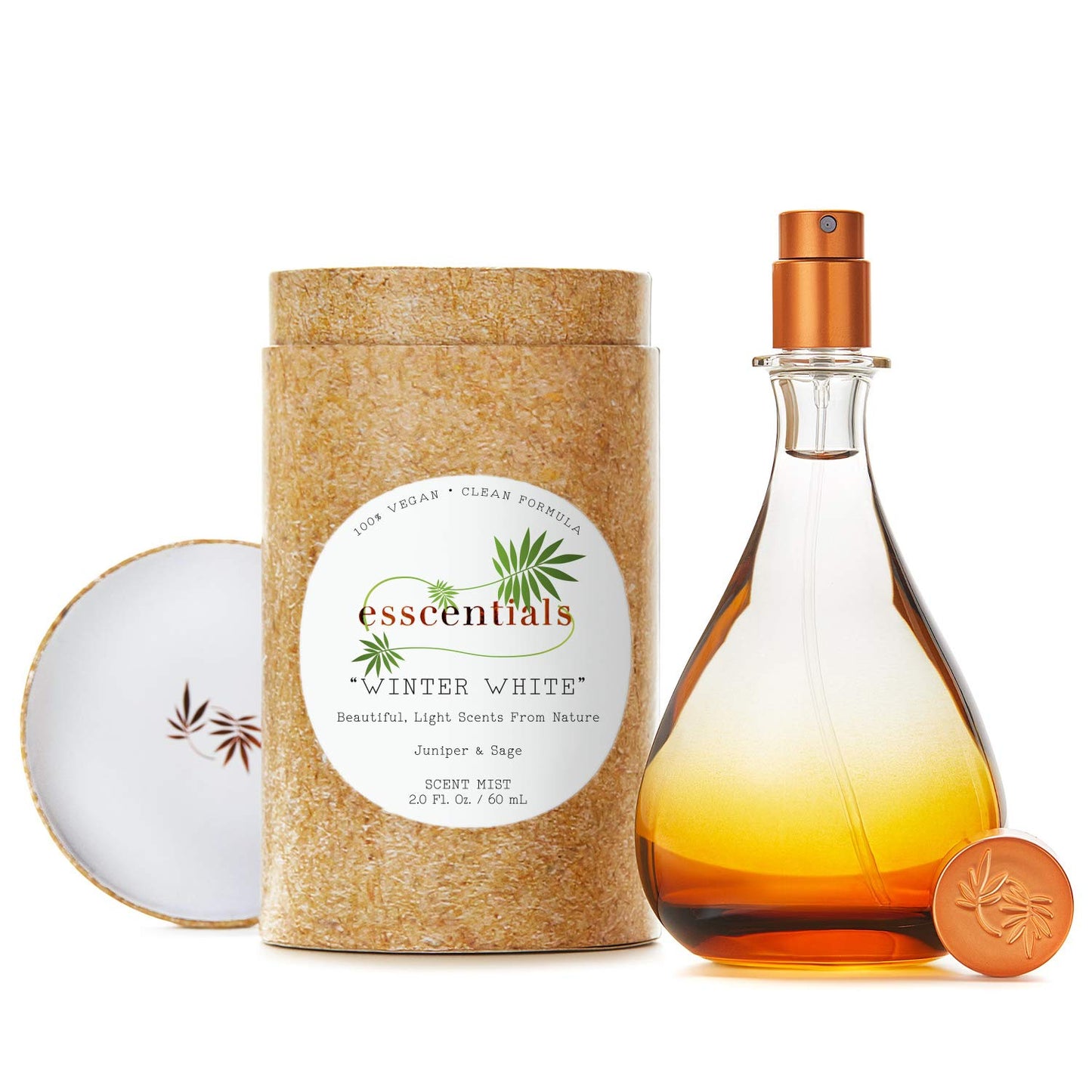 Esscentials Winter White Fragrance Mist - Beautiful and Light Spray Fragrance from Nature - Vegan and Non-Toxic Mist Featuring Notes of Juniper and Sage - 2.0 Oz / 60ml