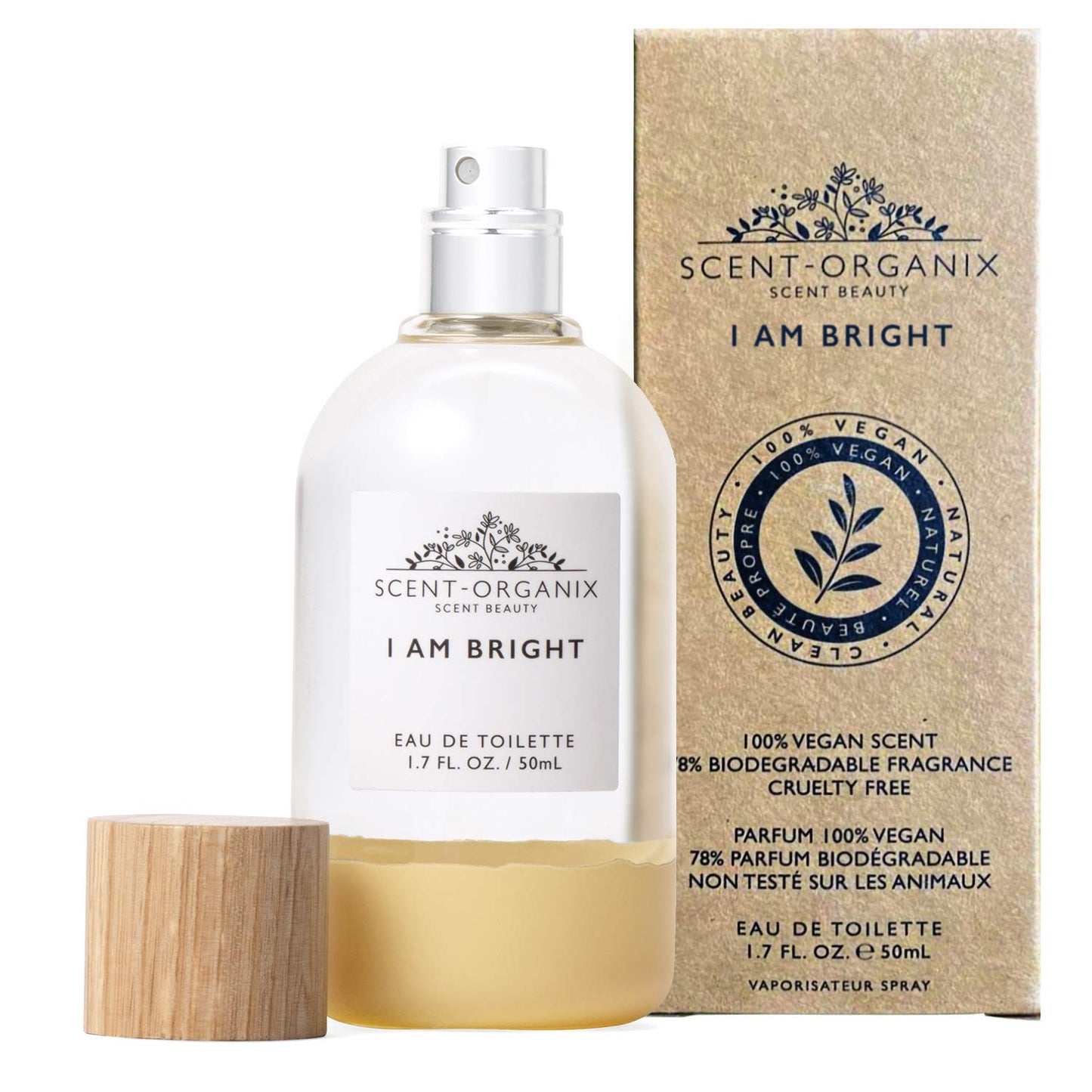 Scent-Organix I Am Bright Perfume for Men & Women by Scent Beauty - Fruity and Citrusy Scent with Notes of Pineapple, Tiare Flower & Orange Flower - Non-Toxic, Vegan & Biodegradable Perfume - 1.7fl Oz