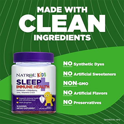 Natrol, Kids Sleep+ Immune Health Gummies, 50 Count