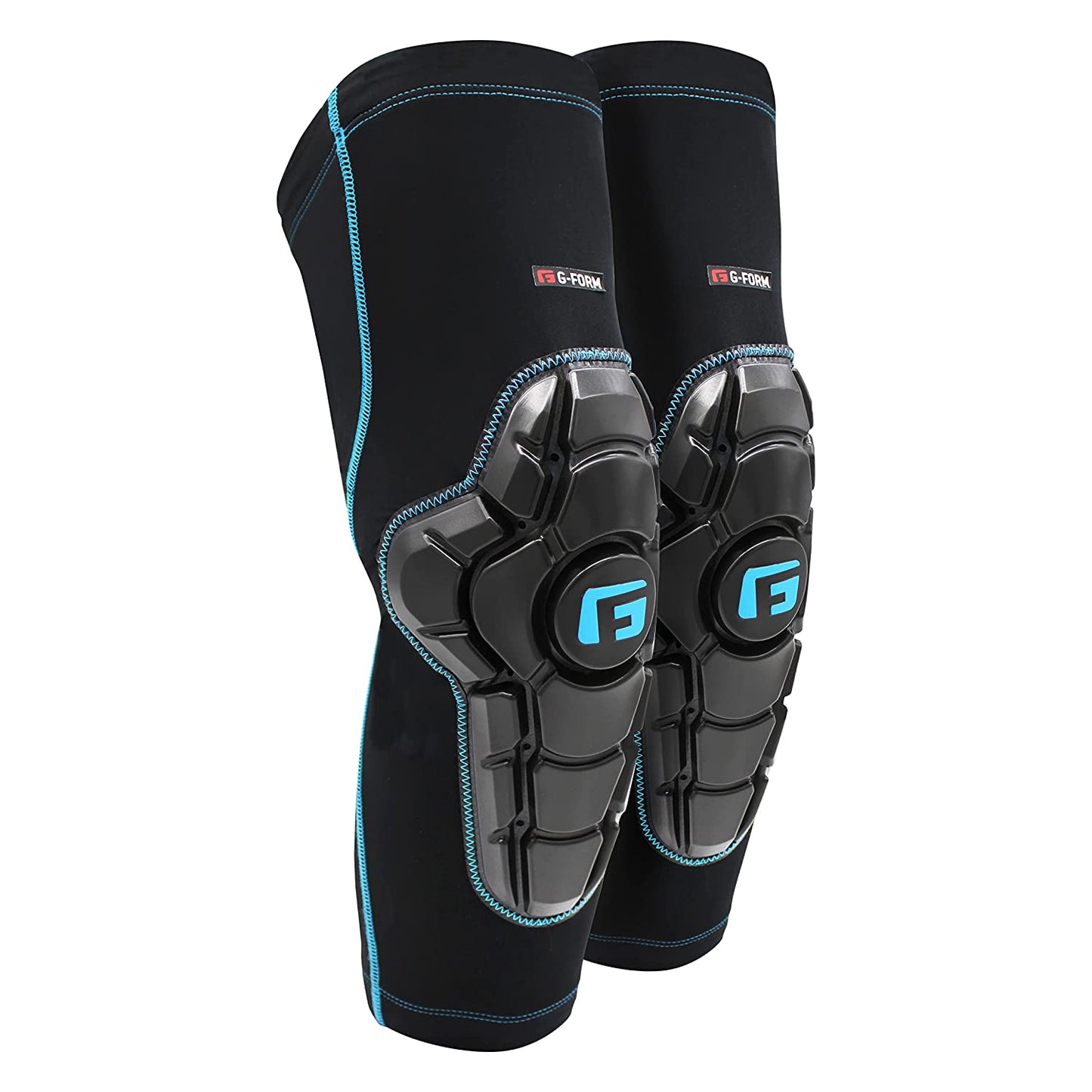 G-Form Pro-X2 Mountain Bike Knee Pads - Knee Compression Sleeve for Men & Women - Black/Turquoise, Adult X-Large