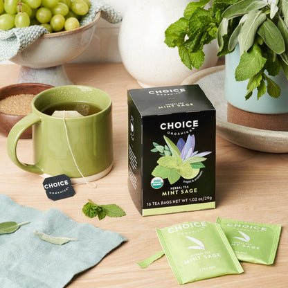 Choice Organics - Organic Mint Sage Tea (6 Pack) - Organic Herbal Tea - 96 Tea Bags