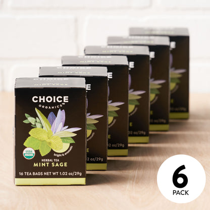 Choice Organics - Organic Mint Sage Tea (6 Pack) - Organic Herbal Tea - 96 Tea Bags