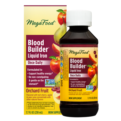 MegaFood Blood Builder Liquid Iron - Once Daily Iron Supplement Formulated to Support Healthy Energy Levels, Be Non-Constipating & Gentle on Stomach - with Vitamin B12-7.7 Fl Oz (24 Servings)