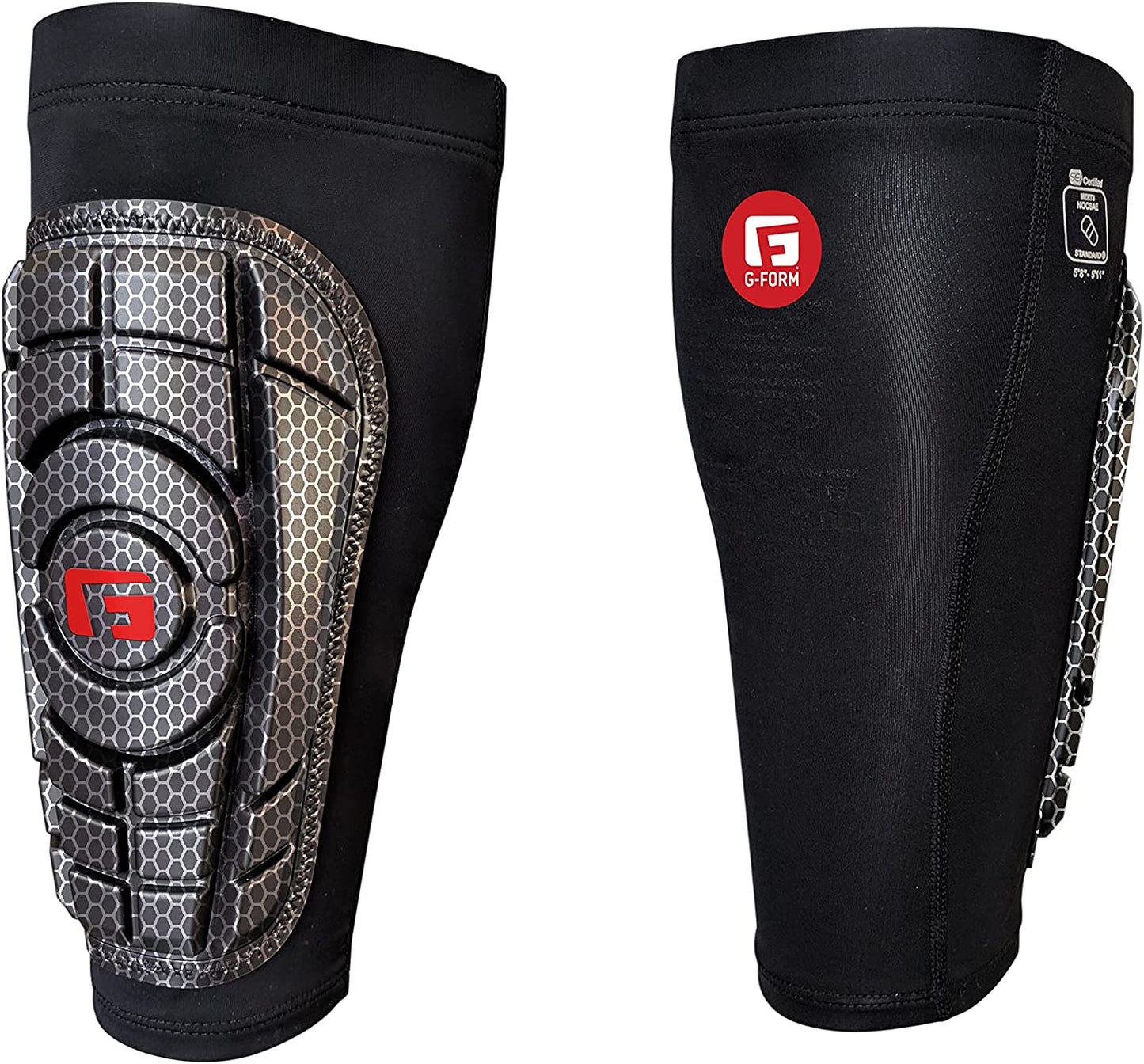 G-Form Pro-S Compact Soccer Shin Guards - Football Shin Guards - Hex Silver/Black, Adult Large
