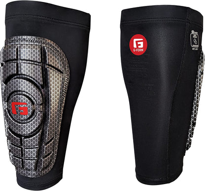 G-Form Pro-S Compact Soccer Shin Guards - Football Shin Guards - Hex Silver/Black, Adult Large