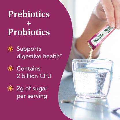 MegaFood Digestive Health Water Enhancer - Prebiotics & Probiotics for Women & Men - Support Gut Health with 2 Billion CFU - Guava Passion Fruit Kombucha Powder - 10 Count (Pack of 3)