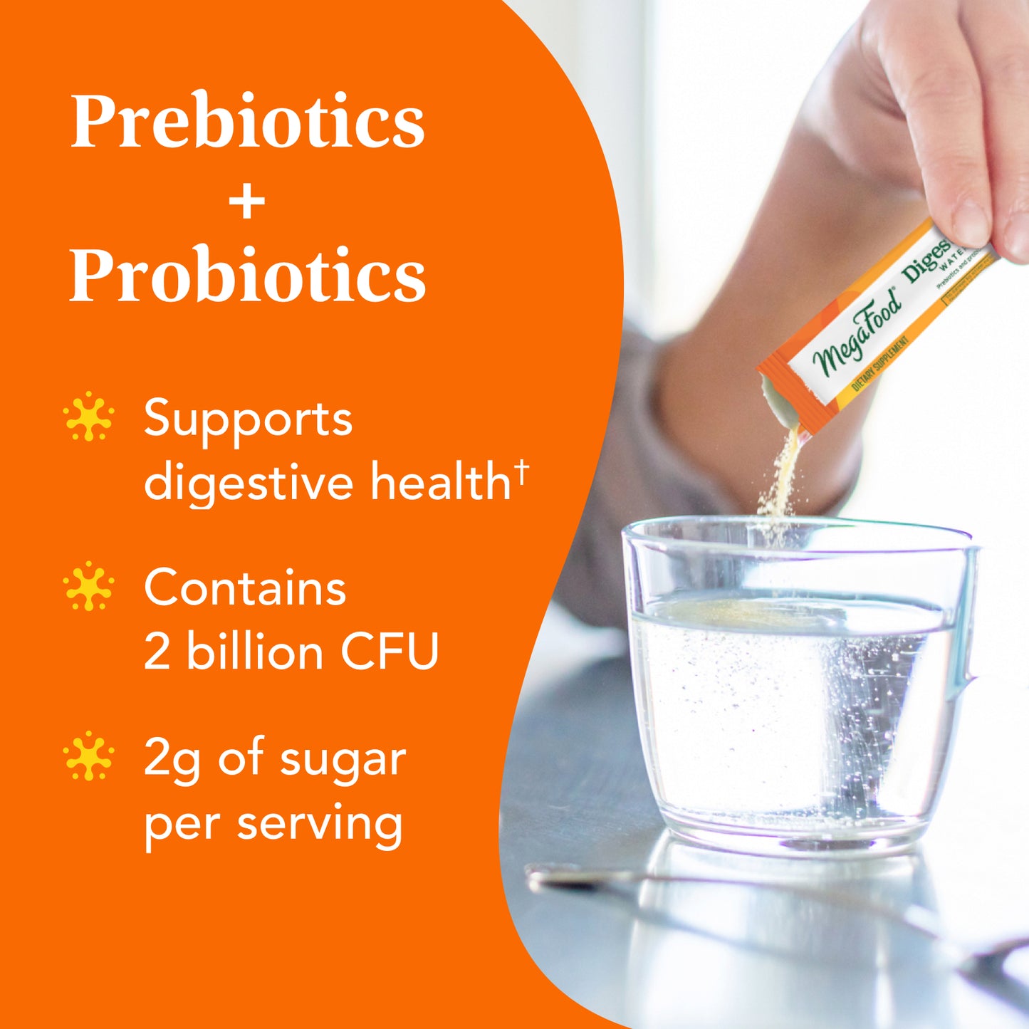 MegaFood Digestive Health Water Enhancer - Prebiotics & Probiotics for Women & Men - Support Gut Health with 2 Billion CFU - Pineapple Mango Kombucha Powder - 10 Count (Pack of 3)
