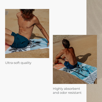 Cariloha Bamboo-Viscose Beach Towel - Palm Stripe