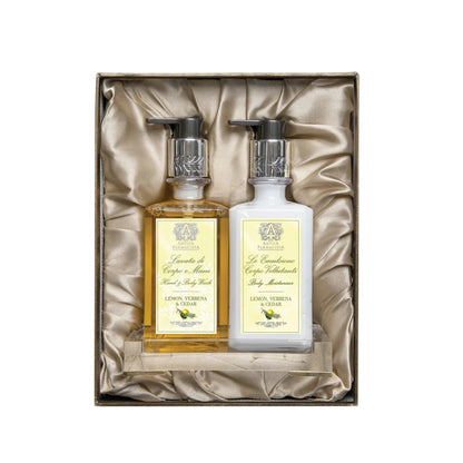 Antica Farmacista Gift Set with Hand/Body Wash, Body Moisturizer and Acrylic Bath/Body tray - Lemon Verbena & Cedar