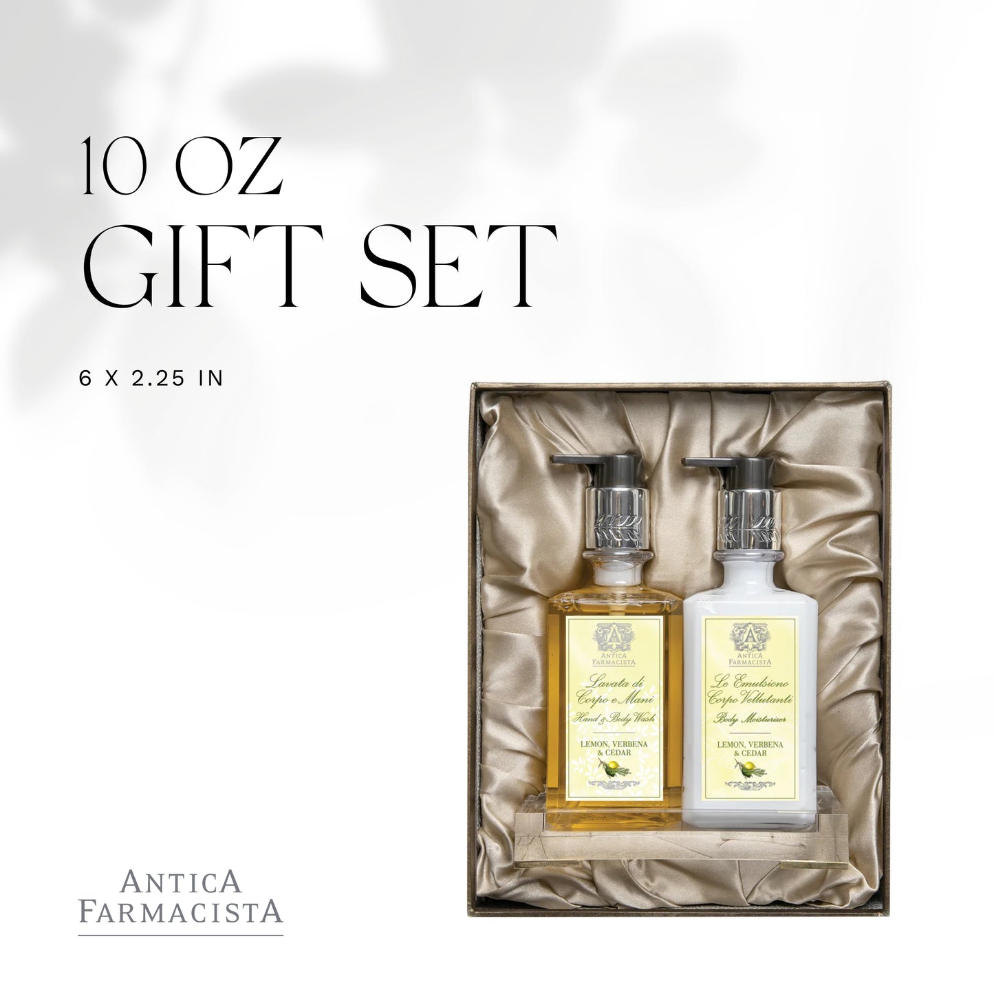 Antica Farmacista Gift Set with Hand/Body Wash, Body Moisturizer and Acrylic Bath/Body tray - Lemon Verbena & Cedar