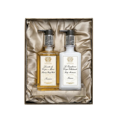 Antica Farmacista Gift Set with Hand/Body Wash, Body Moisturizer and Acrylic Bath/Body tray - Prosecco