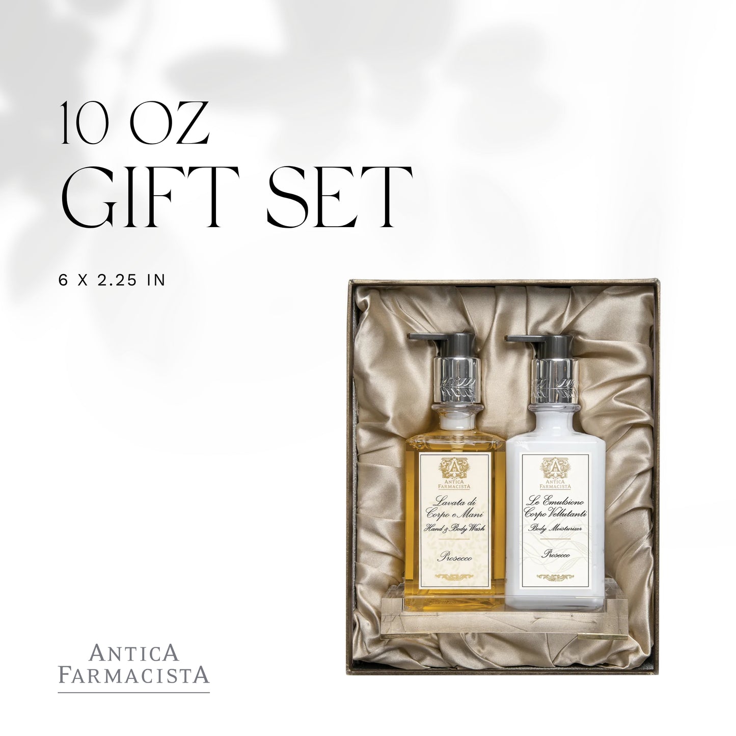 Antica Farmacista Gift Set with Hand/Body Wash, Body Moisturizer and Acrylic Bath/Body tray - Prosecco