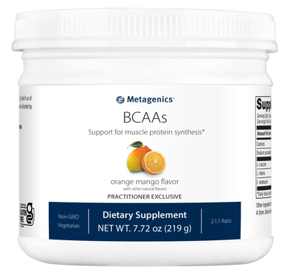 Metagenics BCAAs Powder 7.72 oz (219 g), Orange Mango Flavor, 30 Servings - Non-GMO, Gluten Free, Vegetarian