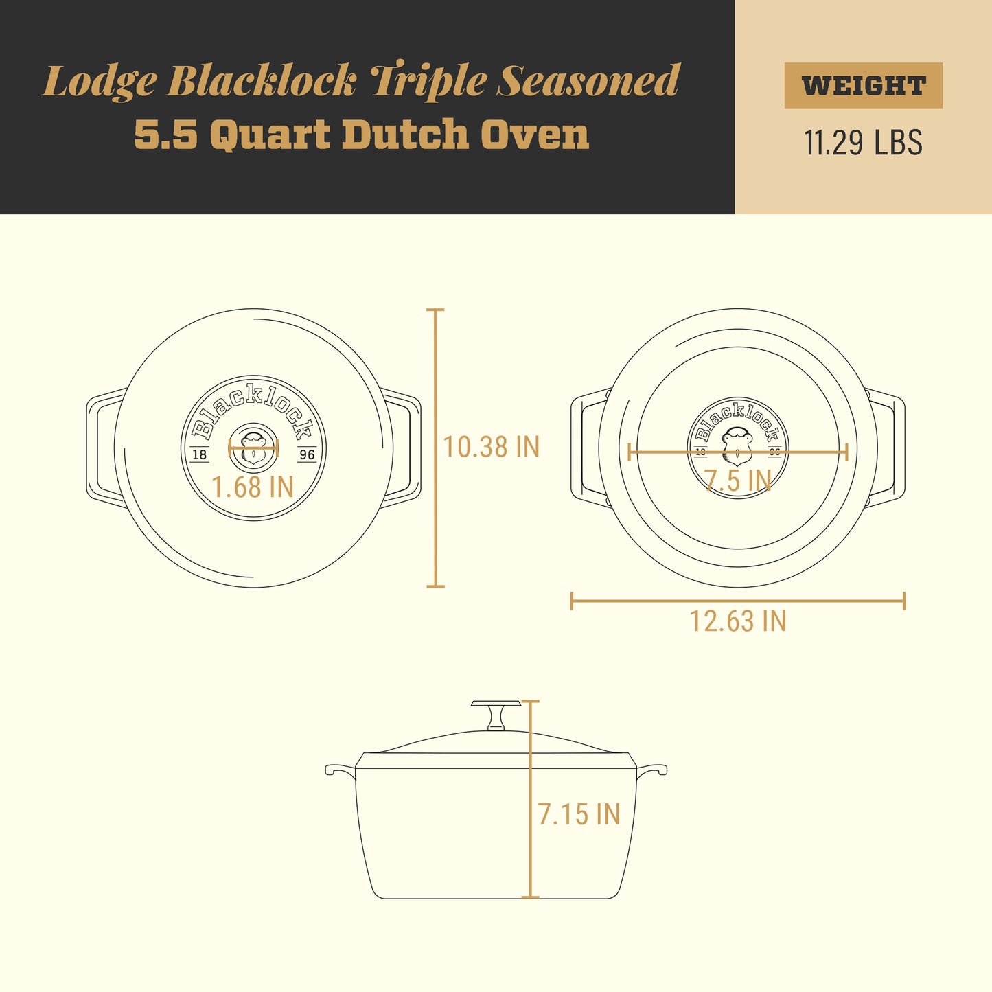Lodge Blacklock Triple Seasoned 5.5 QT Dutch Oven