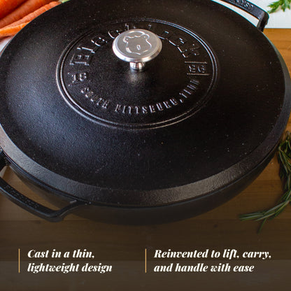 Lodge Blacklock Triple Seasoned 4 Qt Braiser with Lid