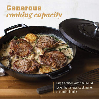 Lodge Blacklock Triple Seasoned 4 Qt Braiser with Lid