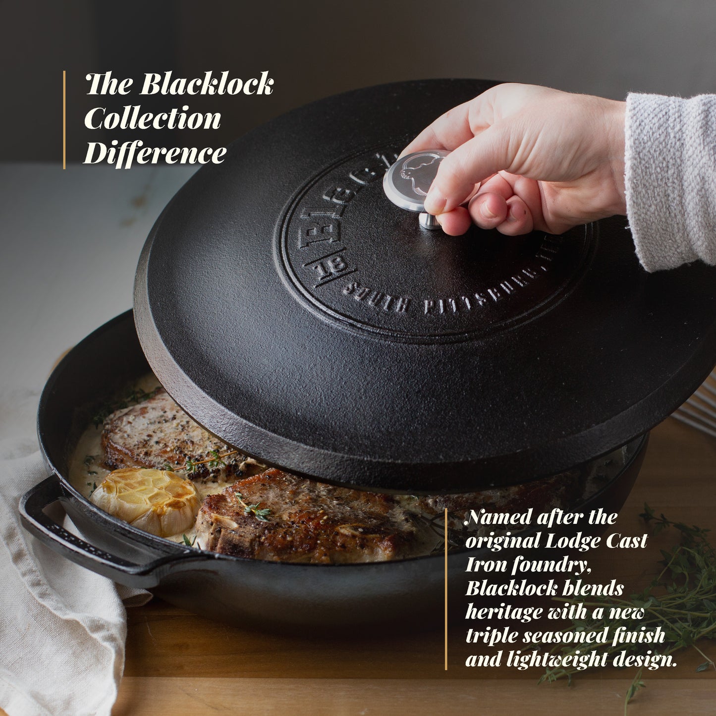 Lodge Blacklock Triple Seasoned 4 Qt Braiser with Lid