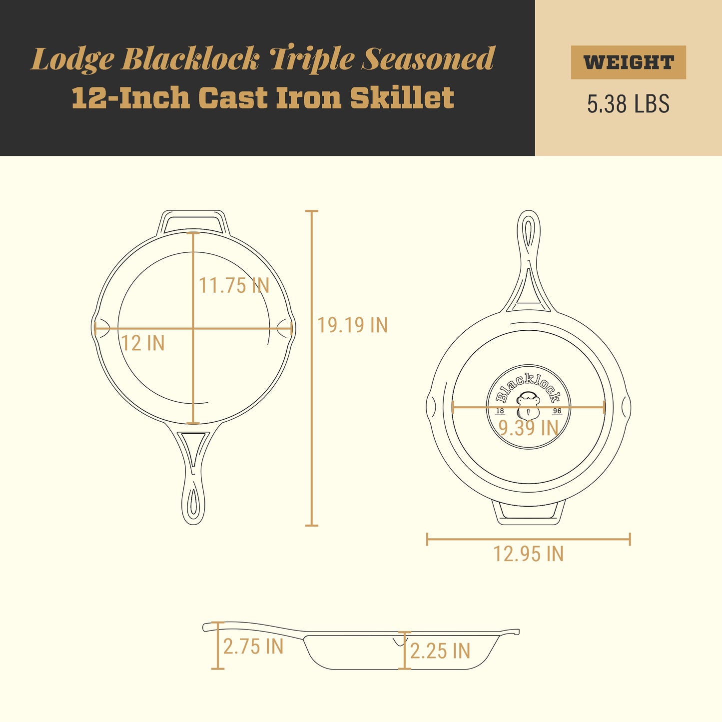Lodge Blacklock Triple Seasoned 12" Skillet