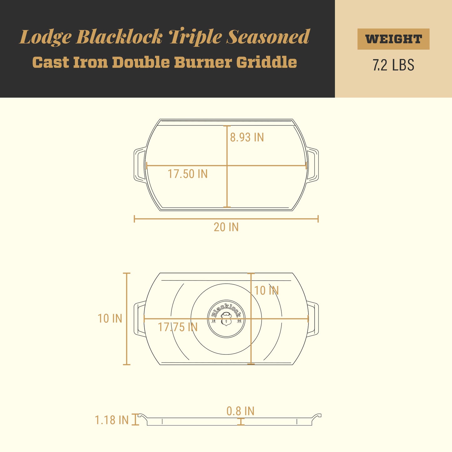 Lodge Blacklock Triple Seasoned Double Burner Griddle