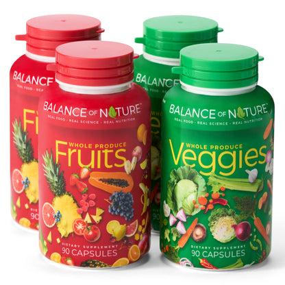 Balance Of Nature Fruit and Vegetable Supplements - 90 Fruit and 90 Veggie Capsules (2-Pack) - Daily Superfood, Better Than A Multivitamin, No Fillers, No Extracts, 100% Natural Whole Food