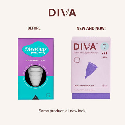 DivaCup Model 2 Menstrual/Period Cup w/ Shaker Cleaning Cup - Reusable - BPA-Free Silicone - Leak-Free Feminine Hygiene - Tampon and Pad Alternative - Up to 12 Hours of Protection