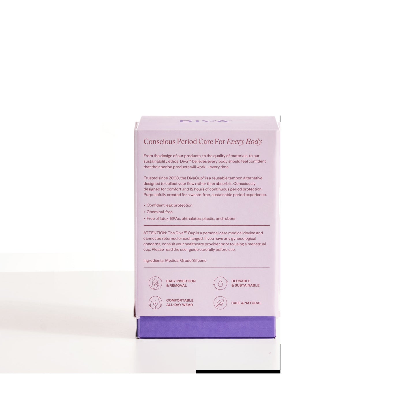 DivaCup Model 2 Menstrual/Period Cup w/ Shaker Cleaning Cup - Reusable - BPA-Free Silicone - Leak-Free Feminine Hygiene - Tampon and Pad Alternative - Up to 12 Hours of Protection