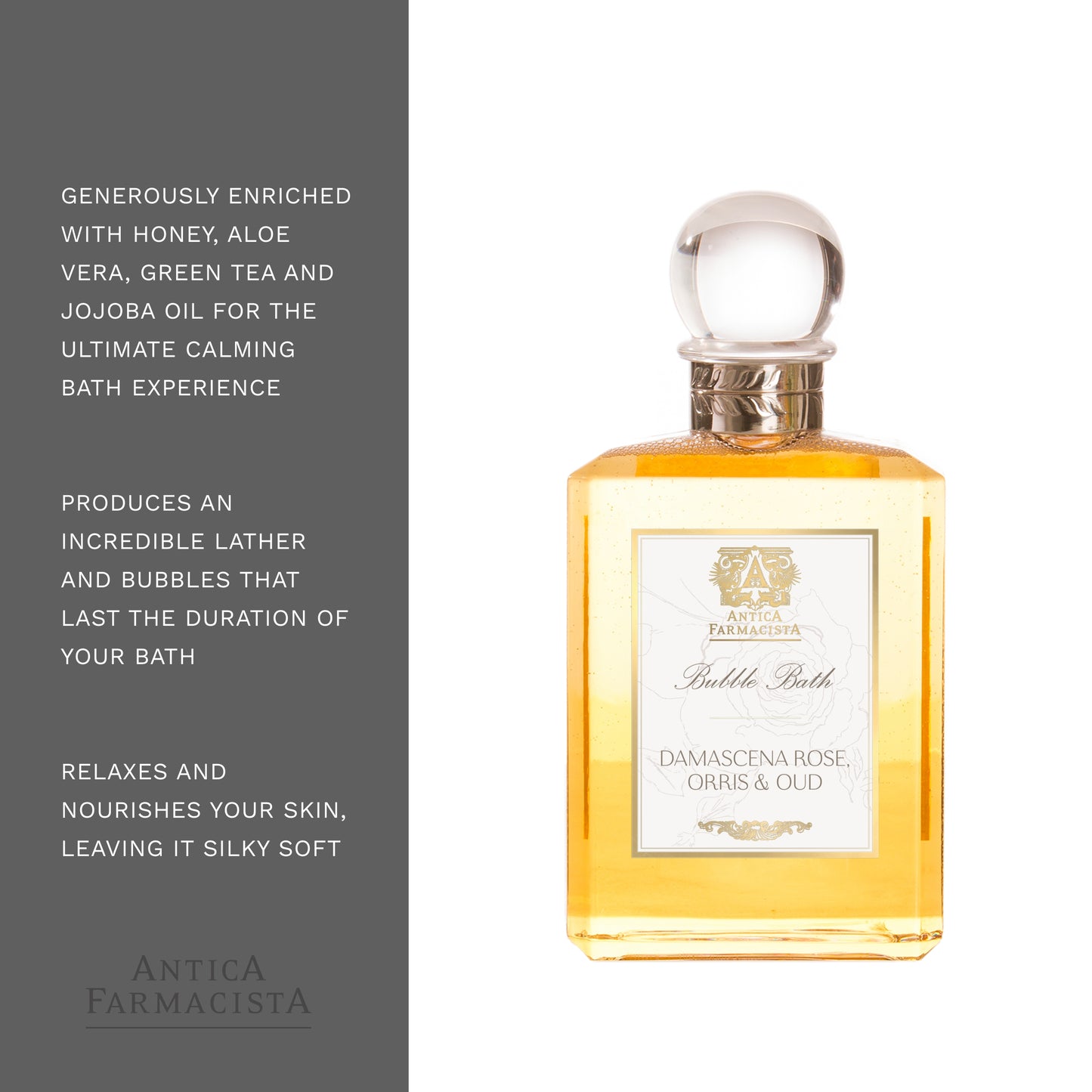 Antica Farmacista Damascena Rose Orris and Oud Bubble Bath, 15.8 Fl Oz