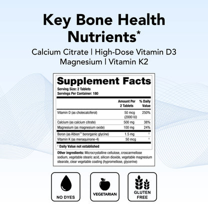Theralogix TheraCal D4000 - Bone Health Support Supplement with Calcium, Magnesium, Vitamin D3, Vitamin K2 & Boron* - 90-Day Supply - NSF Certified - 360 Tablets
